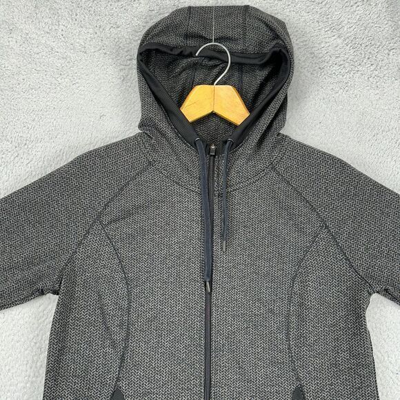 Eddie Bauer‎ Hoodie Sweater Womens XL Grey Nylon Blend Geometric Full Zip Ladies - Picture 1 of 12